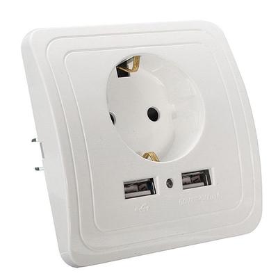 EU-stekker 2-poorten USB-veiligheidsmuur AC-stopcontact Laadstation-uitgangsadapter