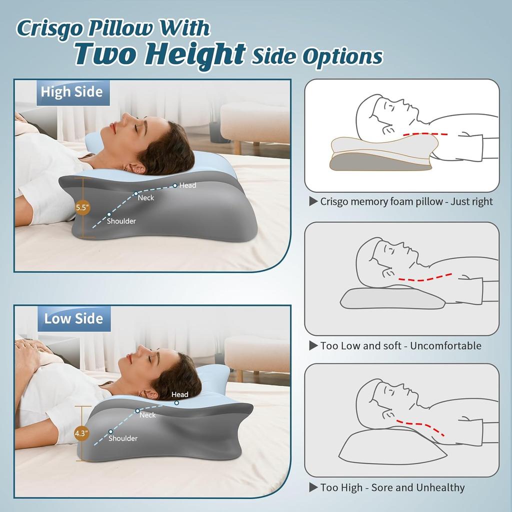 Cervical Neck Pillow - Cooling Pillow for Neck Pain Relief, Ergonomic Side Sleeper Pillow for Sleeping, Contour Memory Foam Pillows for Neck Support,