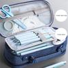 High Capacity Pen Case with Handle 5 Section Canvas Pencil Case Large Pencil Pouches Travel Cosmetic Bag 24x8.5x11cm