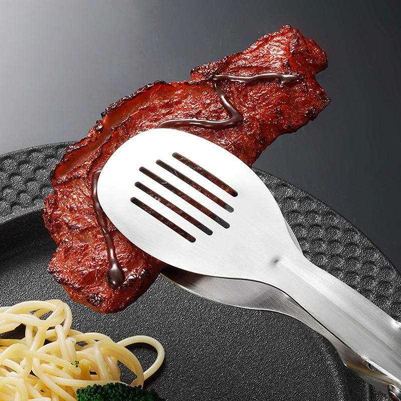 

Kitchen Metal Tongs, Heat-Resistant Stainless Steel Cooking Tongs, Perfect For Food, Steak,Bread,Pizza,Salads And BBQ срібний
