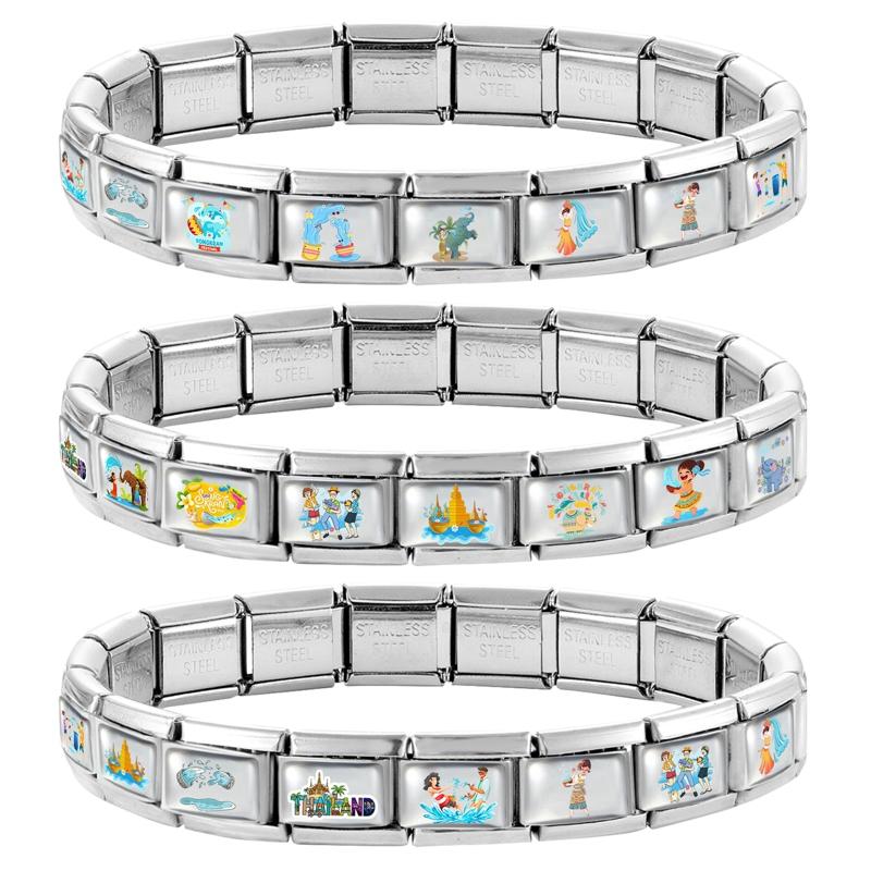 Y2K Creative Water Elephant Series Italian Charm Fit 9mm Stainless Steel Bracelet Jewelry Women Men Handmade DIY Material Links