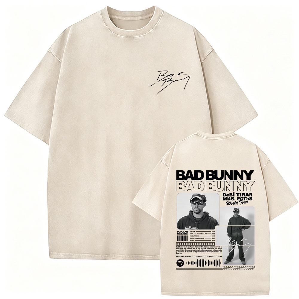 Washed Vintage Rapper Bad Bunny Tshirt Nadie Sabe Lo Que Va A Pasar Manana Skeleton Graphic T Shirts Men Fashion Hip Hop Tshirt