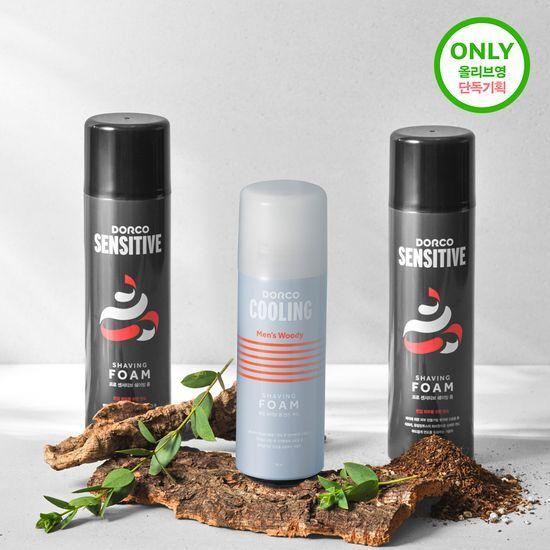 Dorco Pro Sensitive Shaving Foam 210ml X 2 Pack (+ Cooling Shaving Foam 74ml)
