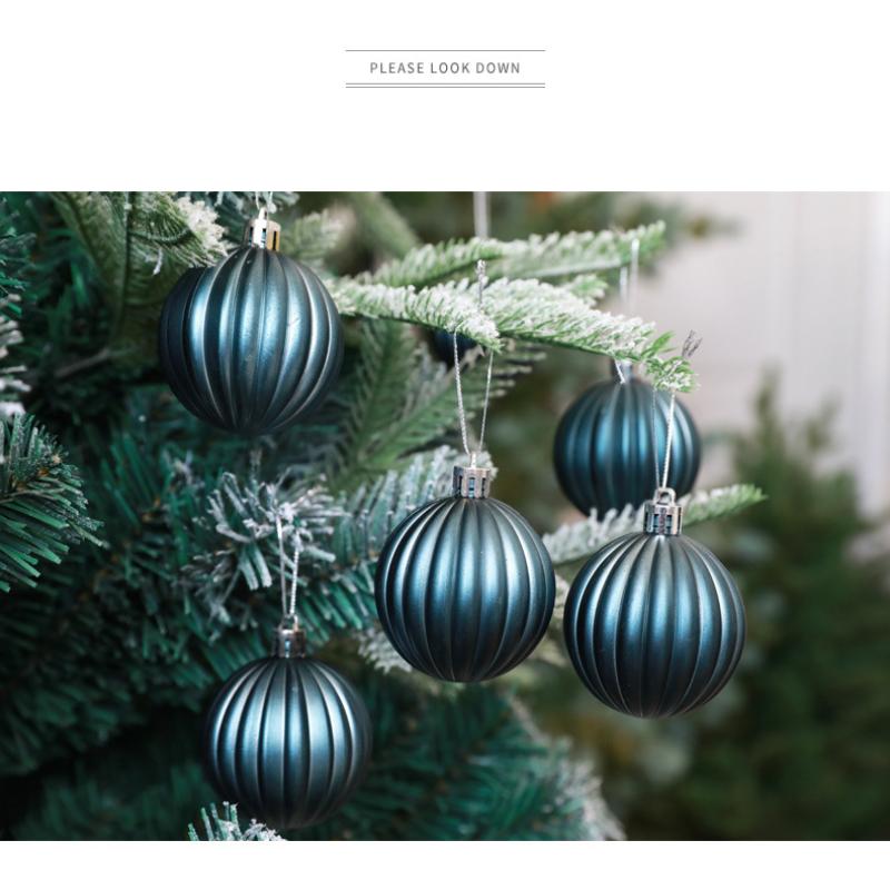 6Pcs/Set Christmas Ball Champagne Pumpkin Ball Xmas Decorative Hanging Ornaments Party Christmas Spheres Pendant