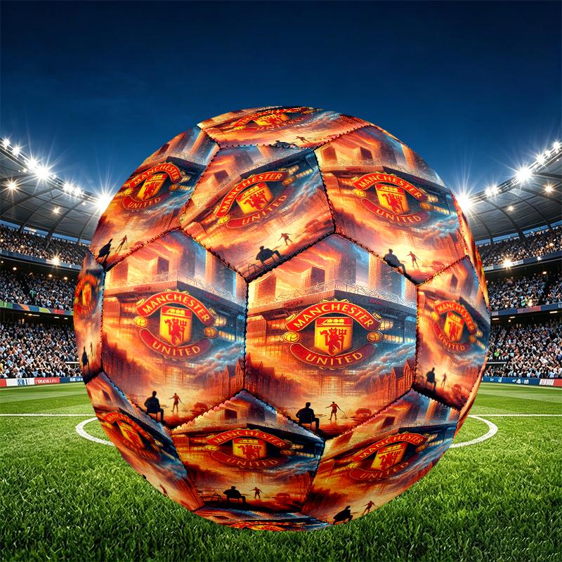 Manchester United F.C Print Size 5 Soccer Ball, PU Wear Resistant Football for Match Training and Daily Practice, Birthday Gift for Soccer Fans