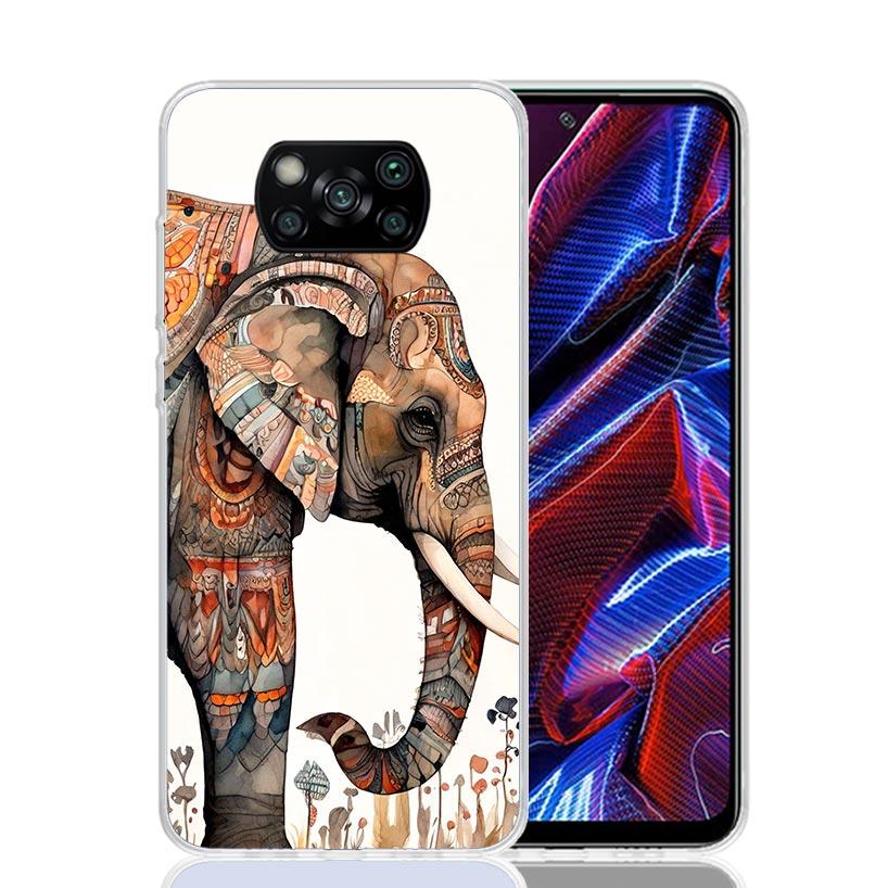 Elephant Mandala Aztec Phone Case For Xiaomi Poco X7 X6 X5 Pro F7 Ultra Redmi 15C 15 13 13C 12 12C 10 10A 10C 9 9A 9C 9T Cover P
