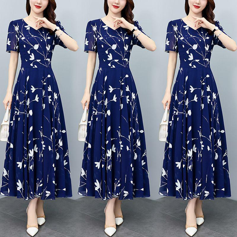 Summer Floral Plus Size Waist-Cinching Dress for Women