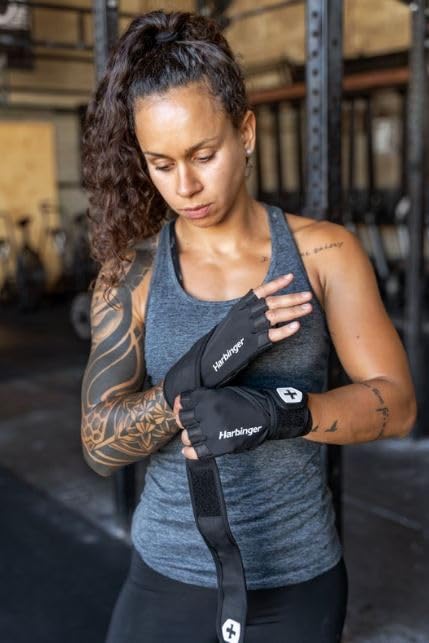 Japanese Harbinger Pro Wrist Wrap Gloves for Strength Training and Heavy Size M 22278 [Official Product] 2.0 Lifting, Black, (Glove Circumference