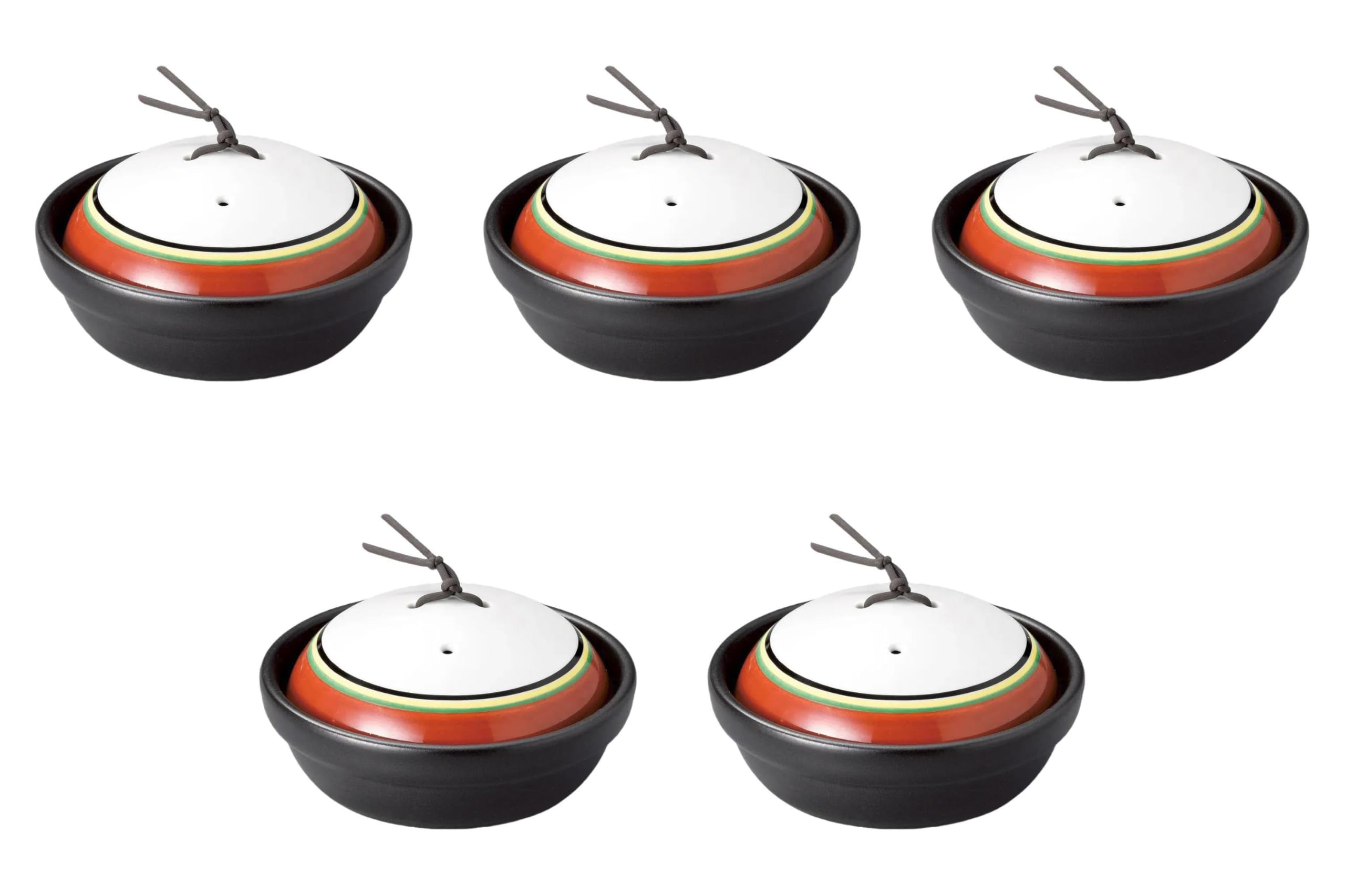 

Set of 5 Red Band Silver Color Koma Muscle Pots x 9 Kaiseki Pots with Reinforced Lids Setomonohonpo [15.8 cm]