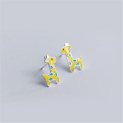 Neue Schöne Mode Süße Bunte 925 Sterlingsilber Schmuck Niedliche Giraffe Epoxid Exquisite Damen Geschenk Ohrstecker E081