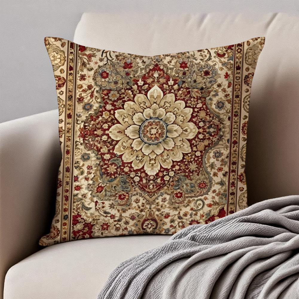 Vintage Navaho Turkish Kilim Pattern Art Cushion Cover Pillowcase Antidustmite Invisible Zipper Short Plush Sofa Cushion