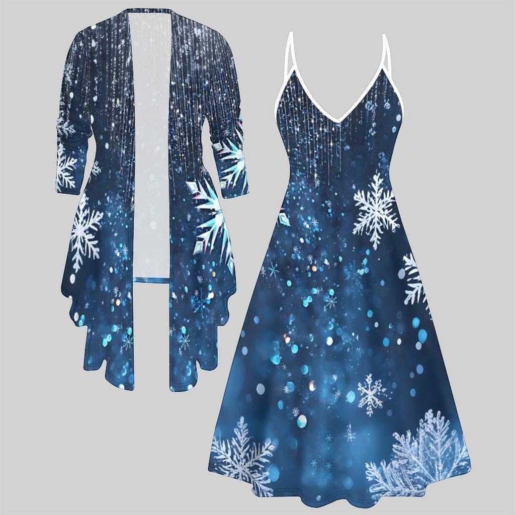 3D  Printed  Set Dress Coat ,  Double Color Combination with Simple Design  Fashion Print,suitable for Various Scene Fashion Styles