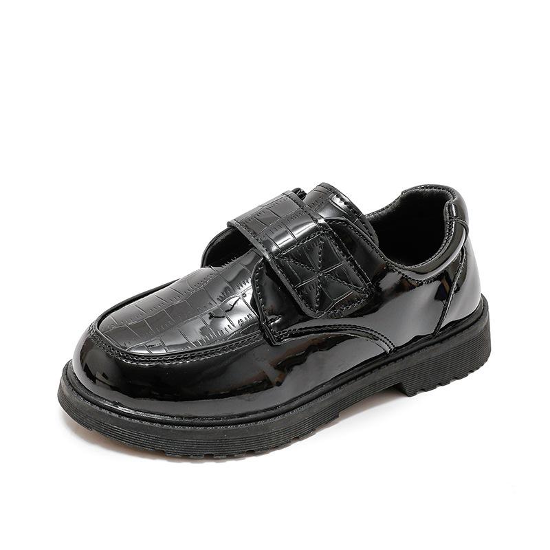 Boys' Spring and Autumn Leather Shoes Fashionable Soft-soled Black Medium and Large Children's Elementary School Campus Performance Shoes
