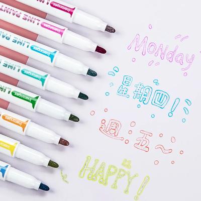 8-24 Farben Doppellinien-Kontur-Kunststift Markierstift DIY Graffiti Kontur-Markierstift Textmarker Sammelalbum Tagebuch Poster Karte Geschenk