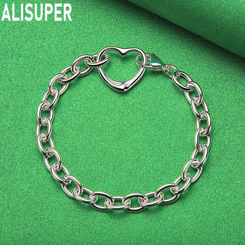 925 Sterling Silver Simple Romantic Hollow Love Side Chain Exquisite Bracelet Gift Jewelry