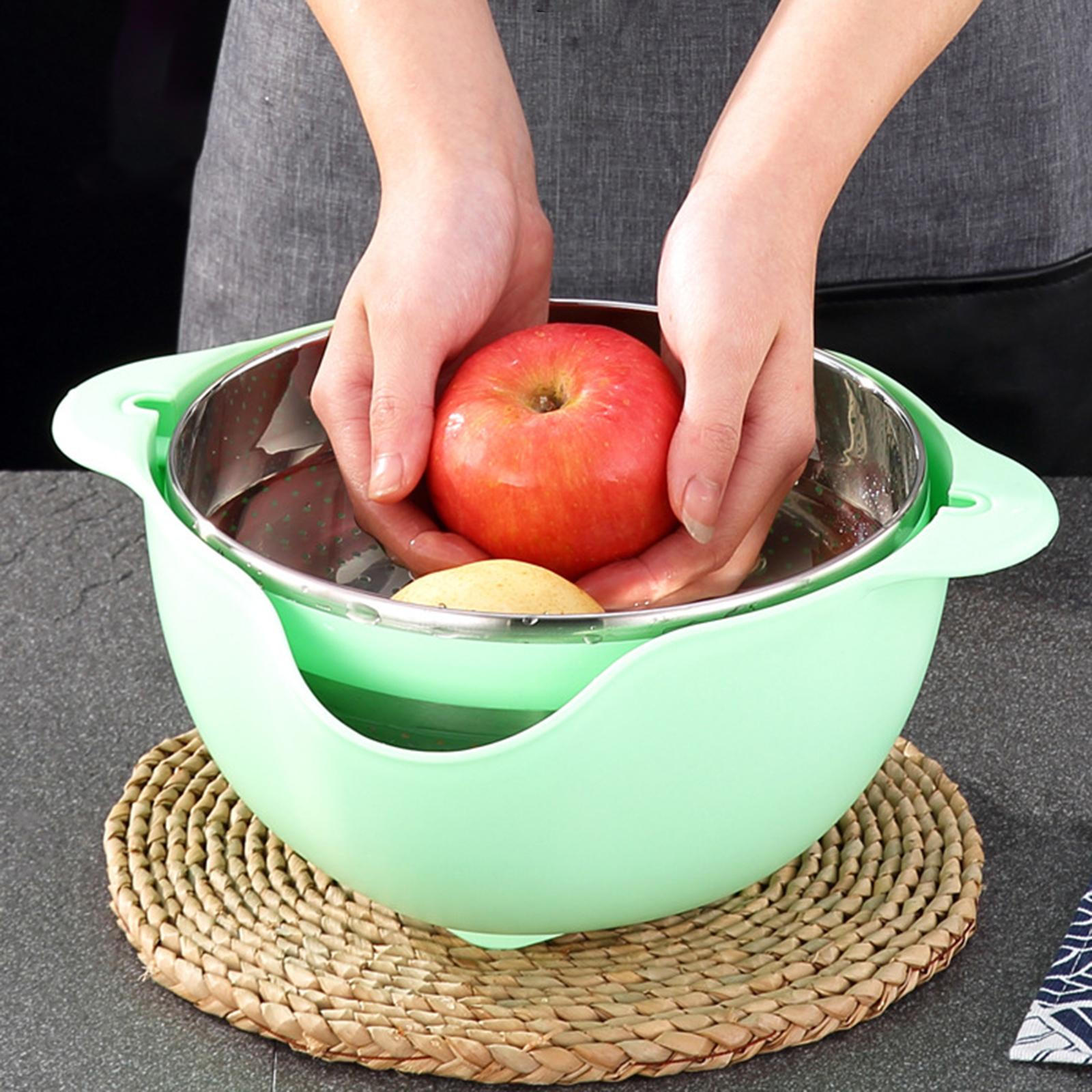 Double Layer Drain Basket ,Fruit Vegetable Washing Bowl ,Reusable, Multifunctional ,Rotatable