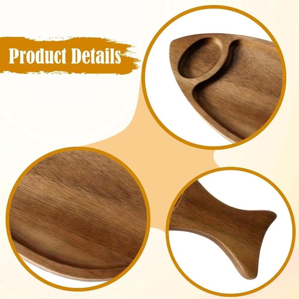 Natural Serving Platter Rustic Solid Wood Tray Tableware Fish Shaped Plate Restaurant Use
