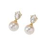 French Style Imitation Pearl Drop Earrings for Women Girls Light Luxury Exquisite Zircon Water Drop Earrings Jewelry Accessories