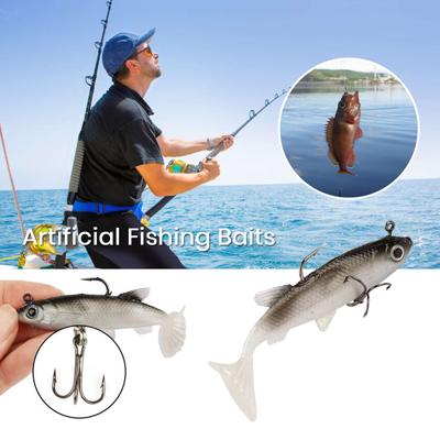 1/2/5Pcs 8CM/14G Soft Fishing Lure with Hook T-shape Tail Realistic 3D Eyes Bionic Artificial Bait Freshwater Saltwater Carp Fishing Accessories