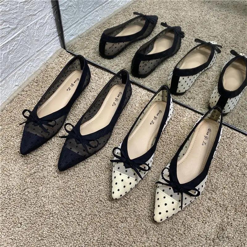 Pointed Toe with Bow Women's Shoes Office Low Heel Elegant Loafers Ladies Footwear Black On Promotion High Quality Shoe Young E