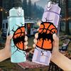 1PC Cracked Basketball Sport Graphic Art 750ml Color Plastic Sports Water Bottle Leakproof Flip Straw Lid Suitable for Sports Office Home Use