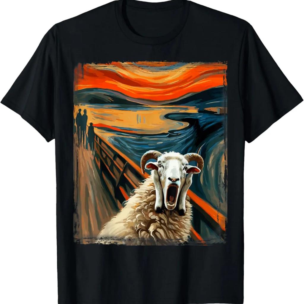 Expressionist Scream Shirt for Sheep Lovers _ Artistic Sheep T-Shirt