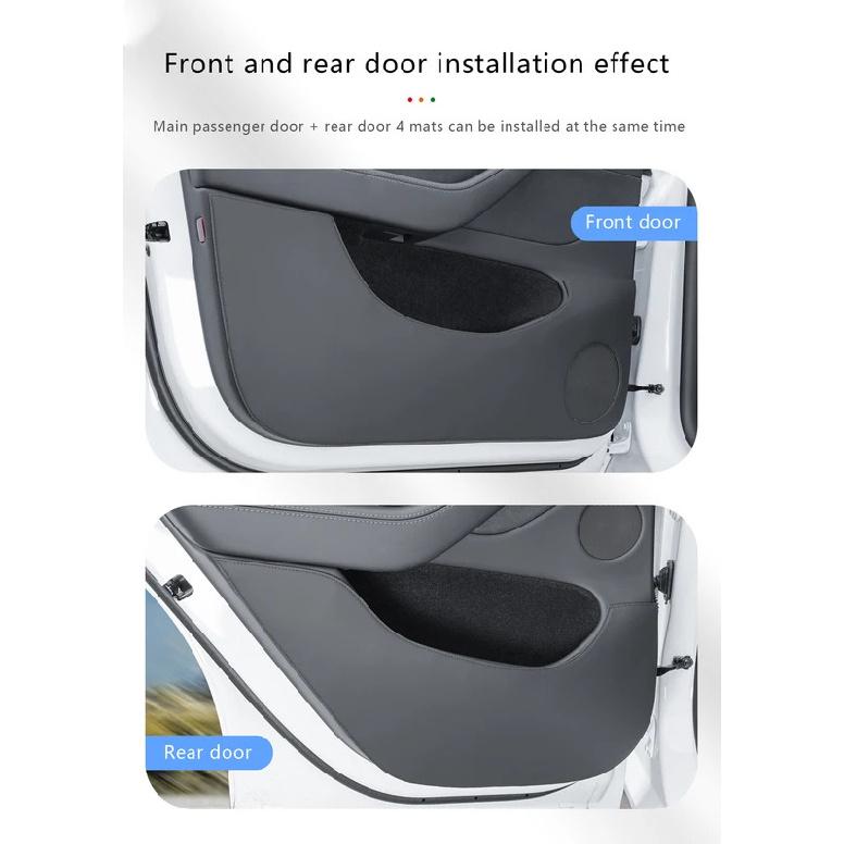 For Tesla Model Y Juniper Door Anti Kick Pads Napa Leather Front and Rear Door Protection Soil-proof Mat Dust and Scratch Pad