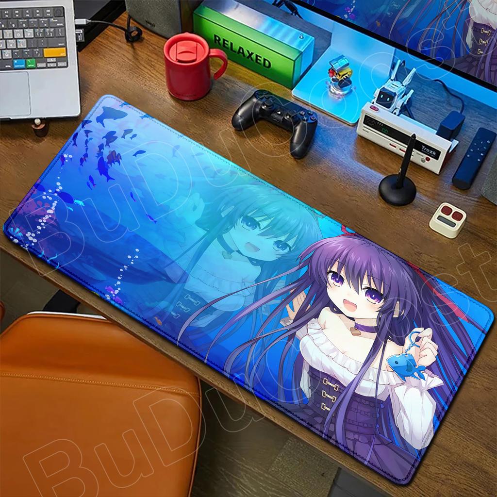 HD Cute Girl Large Mousepad Anime Date A Live Mouse Pad Laptop Gaming Accessories Keyboard Desktop Tokisaki Kurumi Toka Yatogami