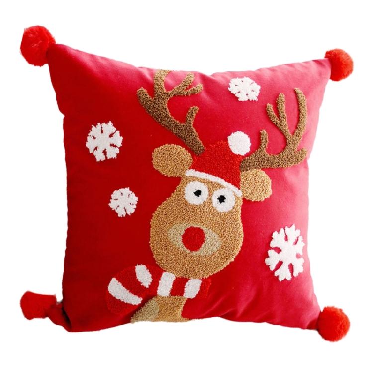 Embroidered Throw Pillow Case Removable Washable Sofa Cushion Cover Christmas Themed Pillowcase Home Decoration