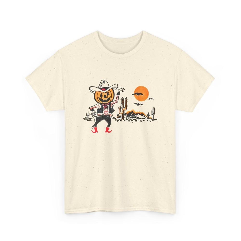 

vintage trick or treat bag cowboy pumpkin graphic reproduction tshirt 3XL