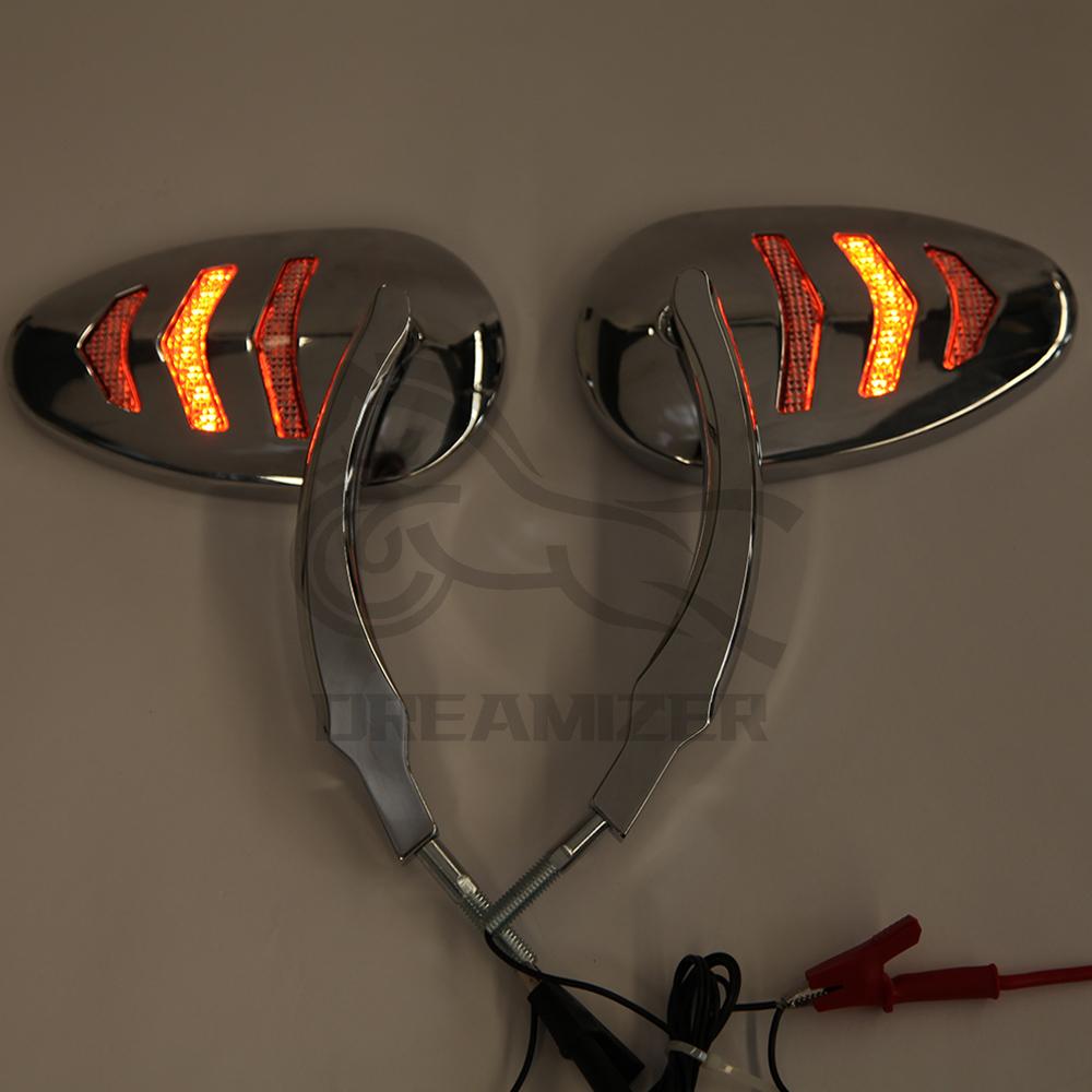 Motocyklová chromová LED zpětná zrcátka s blinkry pro Harley Davidson Road King