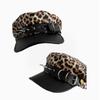 Dames Hoed Baret Luipaardprint Met Studs Subcultuur Retro Leer Schilder Hoed
