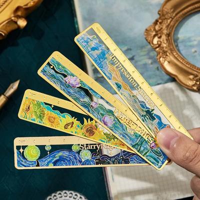 Segnalibri creativi 1 pezzo Segnalibri floreali retrò paesaggistici per bambini 10 cm Ottone Scrapbook Righello Forniture per studenti carini