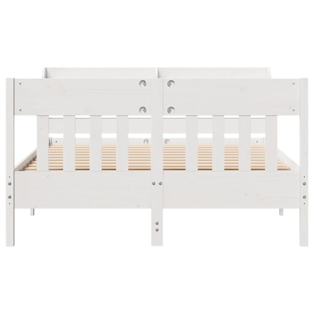 Vidaxl Bed Frame Without Mattress, White, 150X200 Cm, Solid Pine Wood