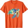 Watercolor Sea Turtle Graphic Tee Breathable Cotton Casual T-Shirt for Men Beach Trip