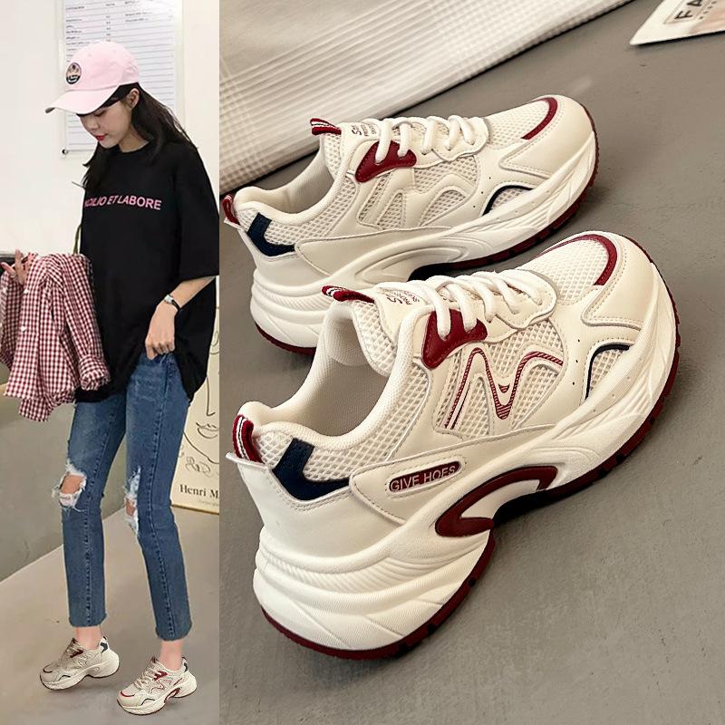 Stepping On Shit Thick-soled Sneakers for Women's 2025 New Spring and Autumn Season Shows Small Popular Feet, Soft-soled Dad Shoes Are Versatile 2117