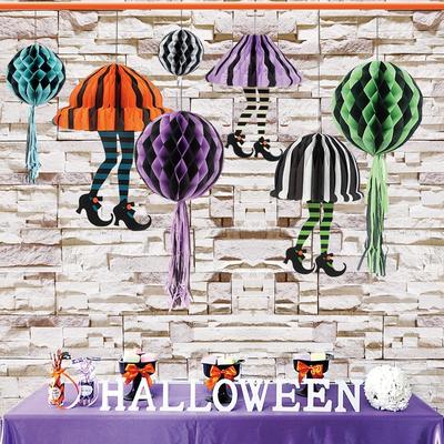 Halloween Decorations Tassel Honeycomb Paper Lanterns Flower Ball Halloween Ball Decoration Pendant