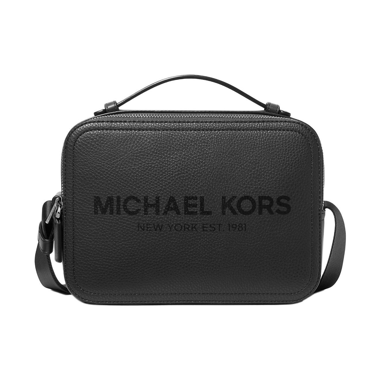 Michael Kors MK Cooper Letter Logo Zipper Closure Shoulder Crossbody Bag Men bags Black 37F2LCOL6T-BLACK Basic Set (Bag+Dust Bag)