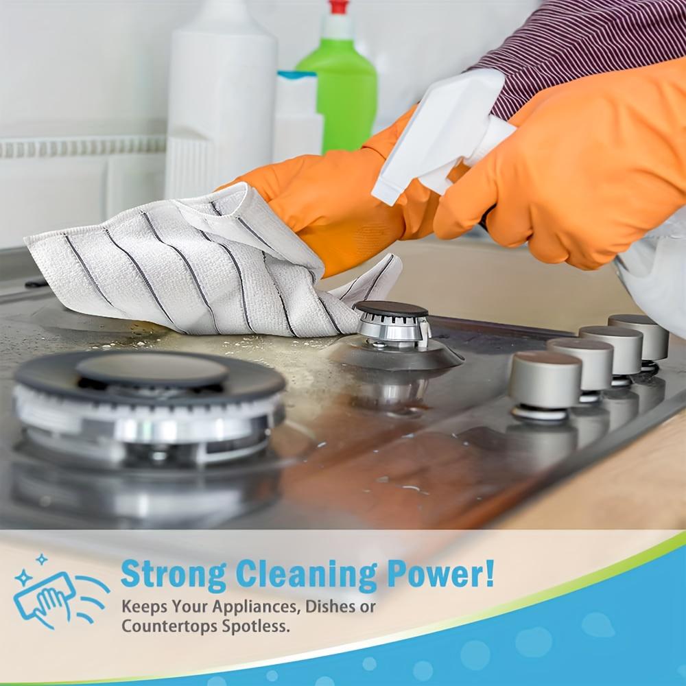 Extra-Thick Super Absorbent Microfiber Kitchen Towels - Rapidly Suck Up Liquids with Stylish Gray & White Stripes