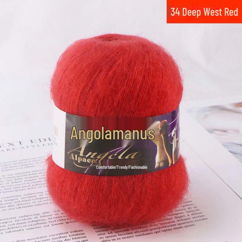 Hand-Knitted Medium Fine Angora Mohair Yarn - 42g Ball