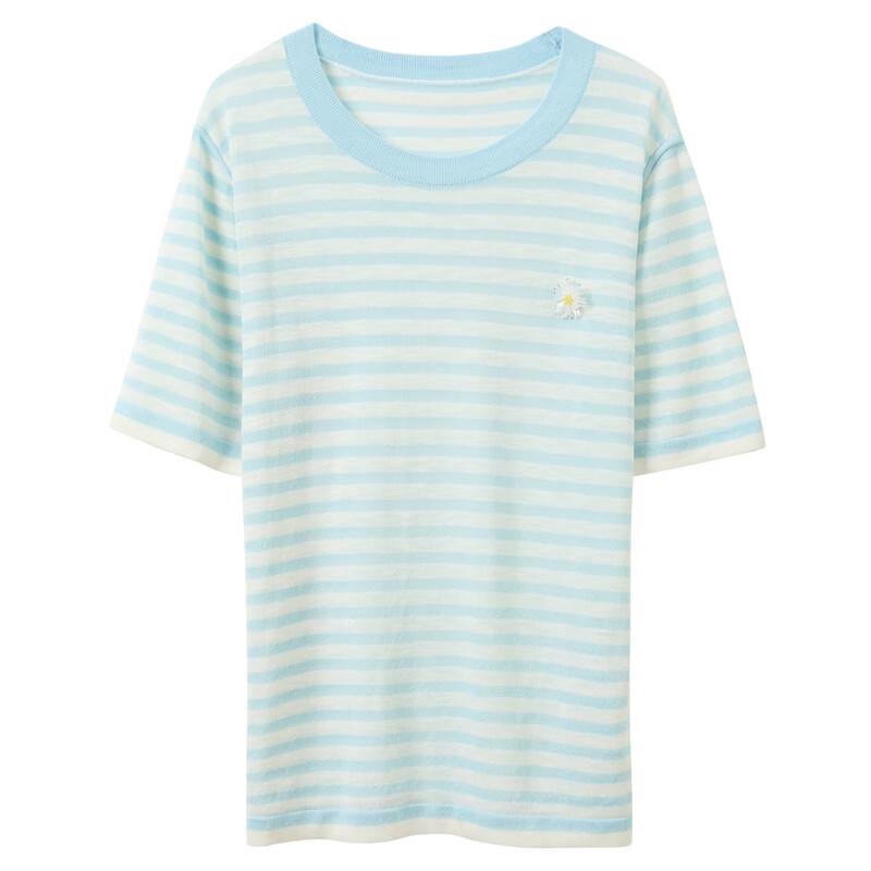 Sancai Women's Striped Short Sleeve Knit Top