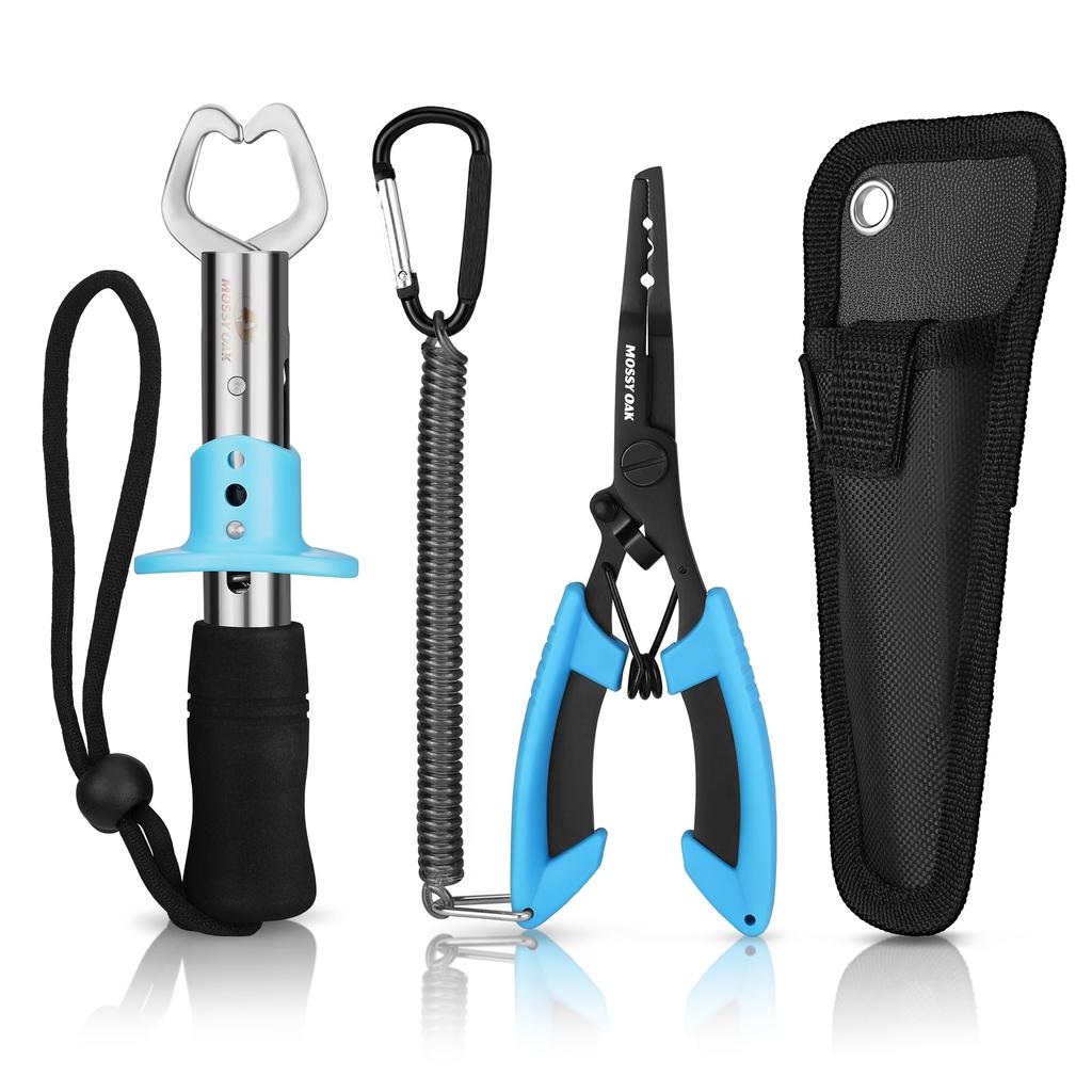 Mossy Oak Fishing Pliers and Fish Fish Fish Fishing Fish Fish Fishing Tool Stainless for Freshwater and Saltwater Includes Strap and Storage Bag