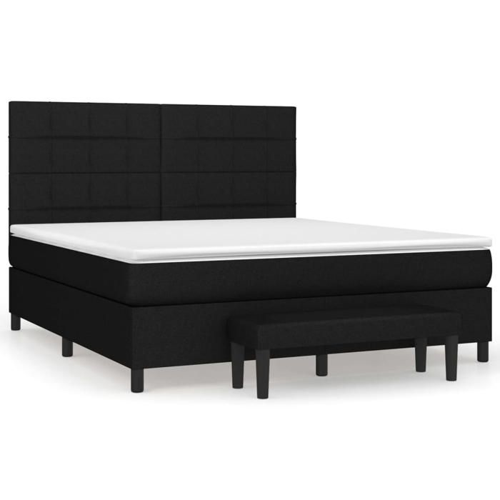Maison Exclusive - Sommier à lattes de lit avec matelas Noir 180x200 cm Tissu