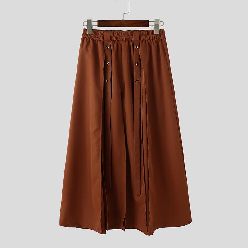 

INCERUN Мужские Эластичная Талия Длинная Кисточка Плиссированные Повседневные Разрезы Расклешенные Юбки-килты