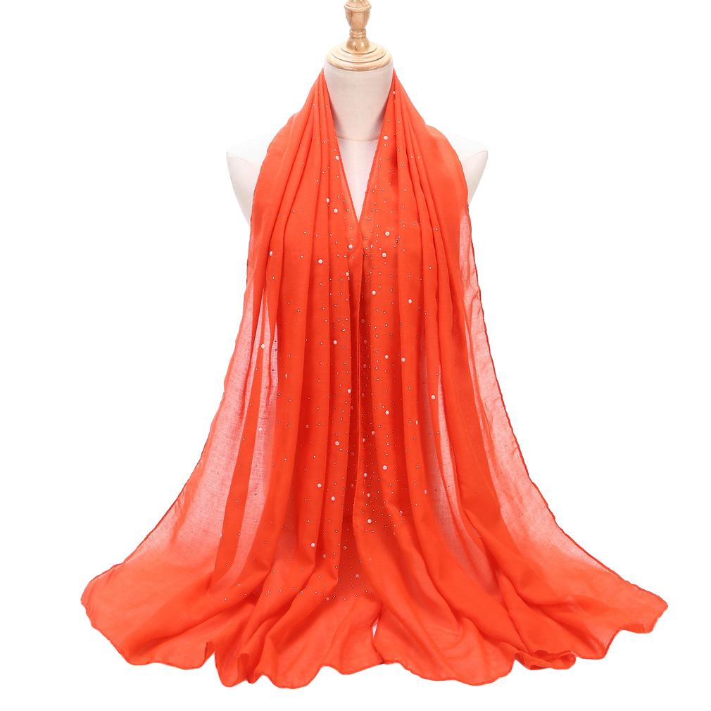 75x180cm Beads Pleated Hijab, Cotton Rayon Scarf Shawl