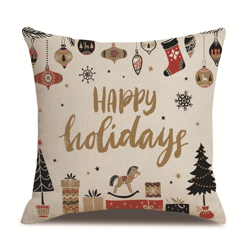 Christmas Bedroom Single-sided Pillowcase Living Room Linen Car Pillowcase Sofa Pillowcase Bedside Cushion Cover