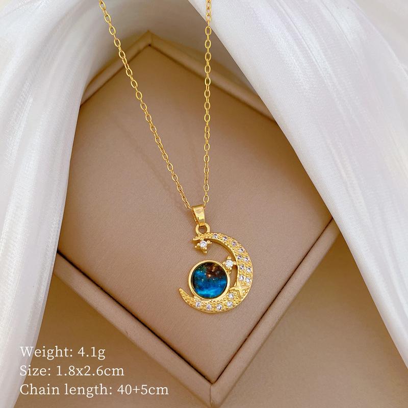Planet Starry Sky Full Of Diamonds, Slightly Inlaid Design Temperament Shining Necklace Female, Simple Pendant