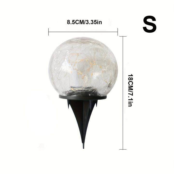 1pc Garden Solar Lights Cracked Glass Ball Waterproof Warm White LED For Outdoor Decor Decorations Pathway Patio Yard Lawn