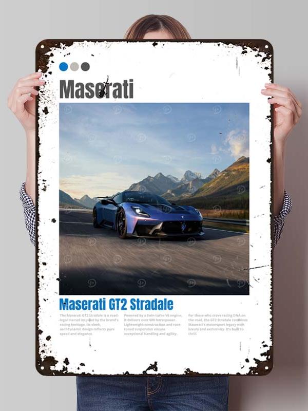 Maserati Classic Car Metal Poster Bedroom Decoration Living Room Decor Men Custom Metal Tin Signs for Garage Wall Art Decoration