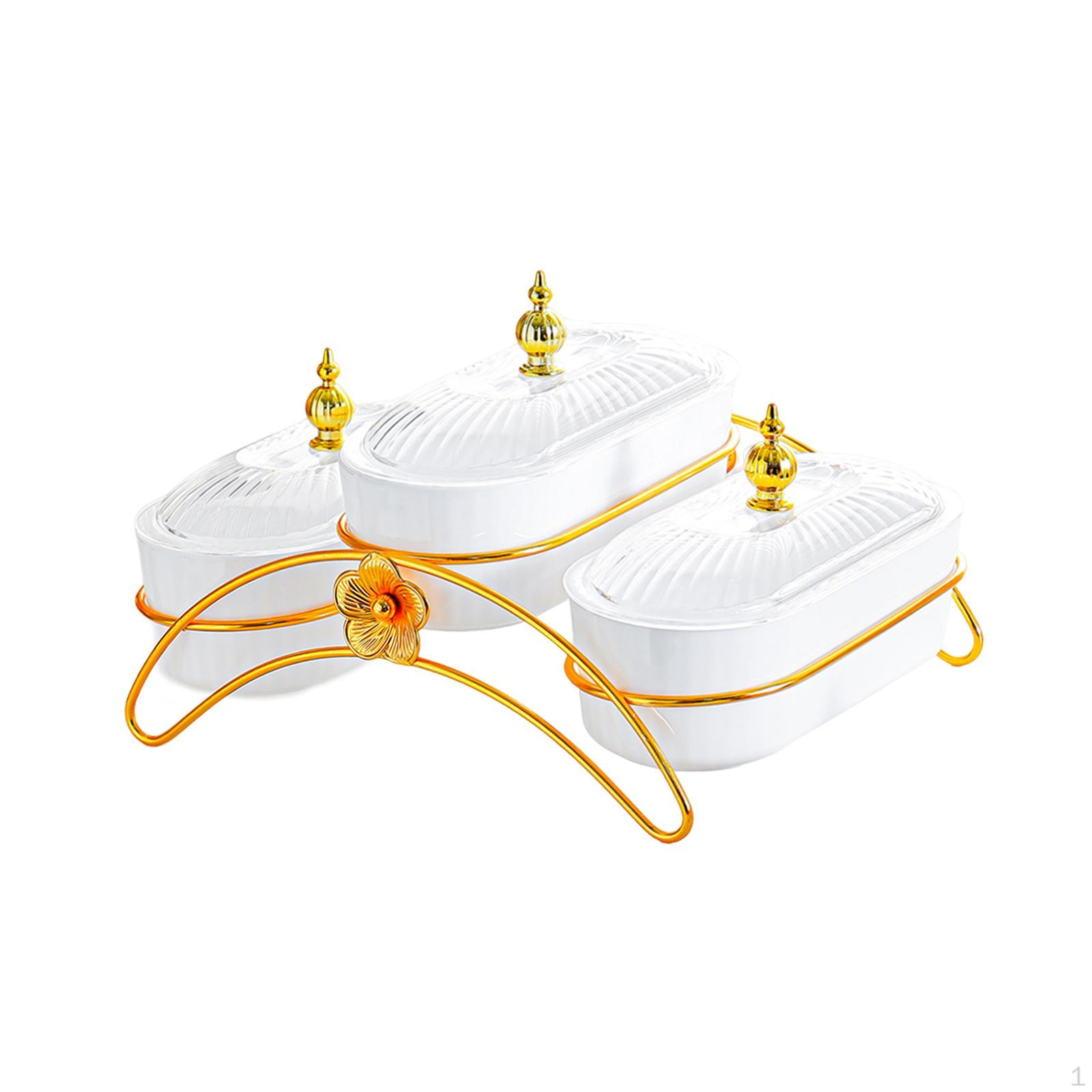 

Dessert Dividing Plate Serving Platter with Lid Nordic Stylish Nut and Candy Tray for 3 3 Grid White